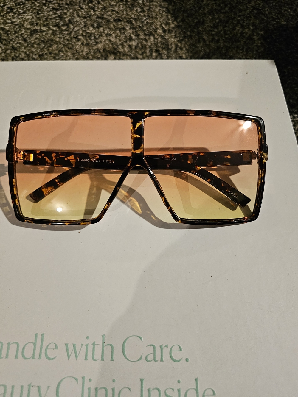 Oversized Tortoiseshell Shield Sunglasses with Gradient Amber Lenses